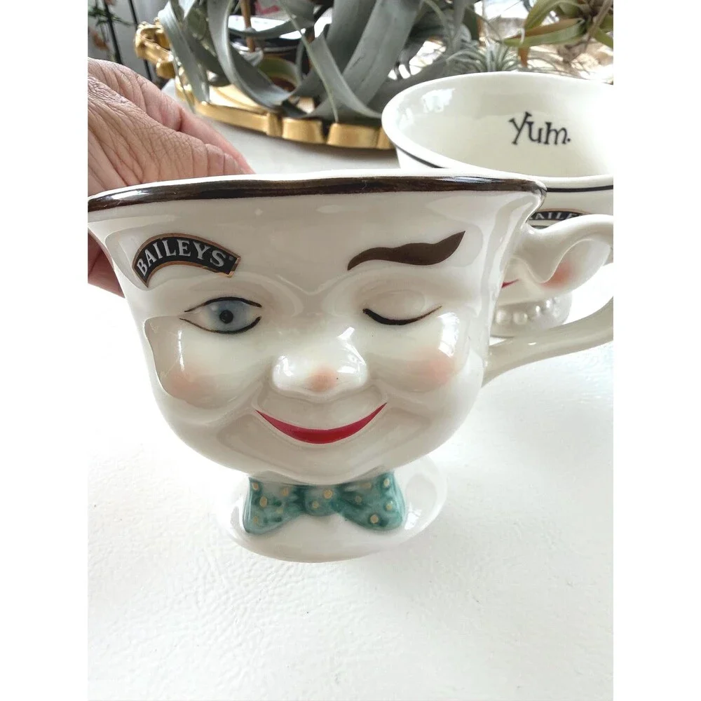 VTG Baileys Irish Cream Winking Face Cups Set of 2 